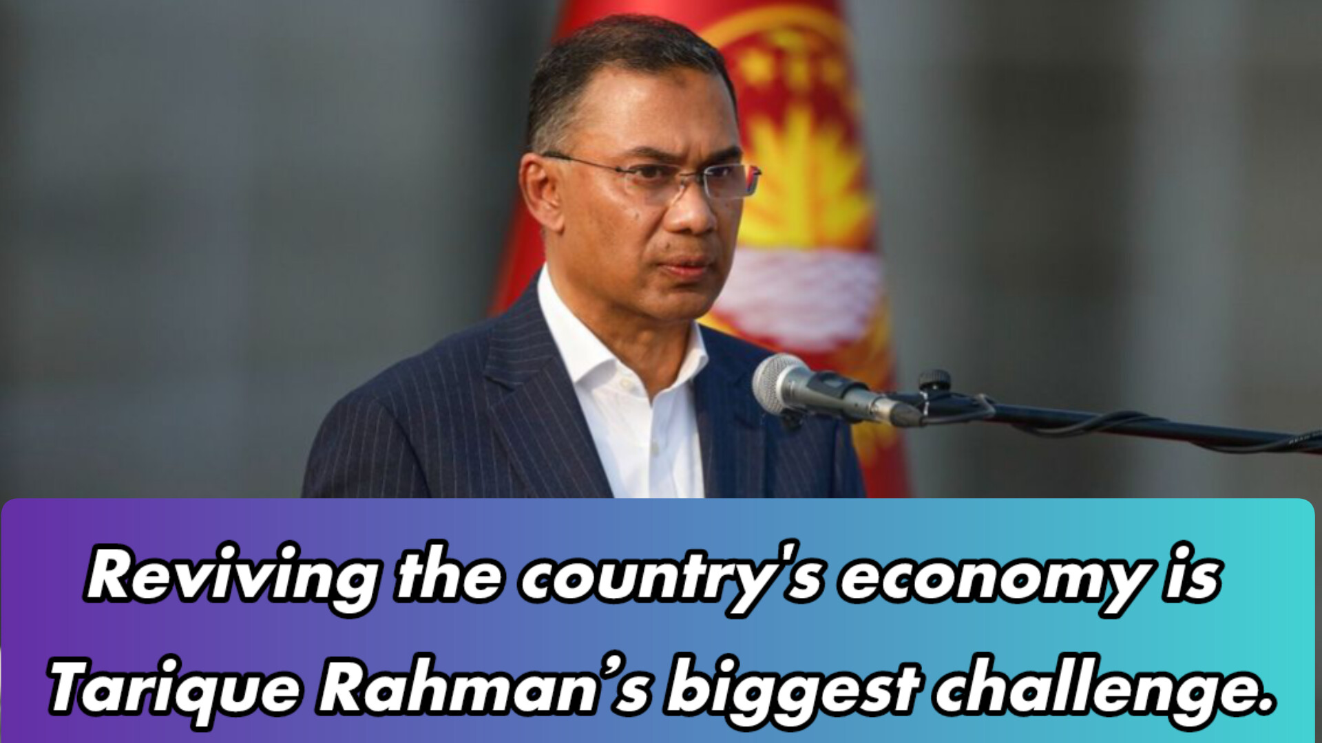 Prime Minister Tarique Rahman speaking after BNP’s election victory, highlighting economic reform and foreign policy priorities in Bangladesh.