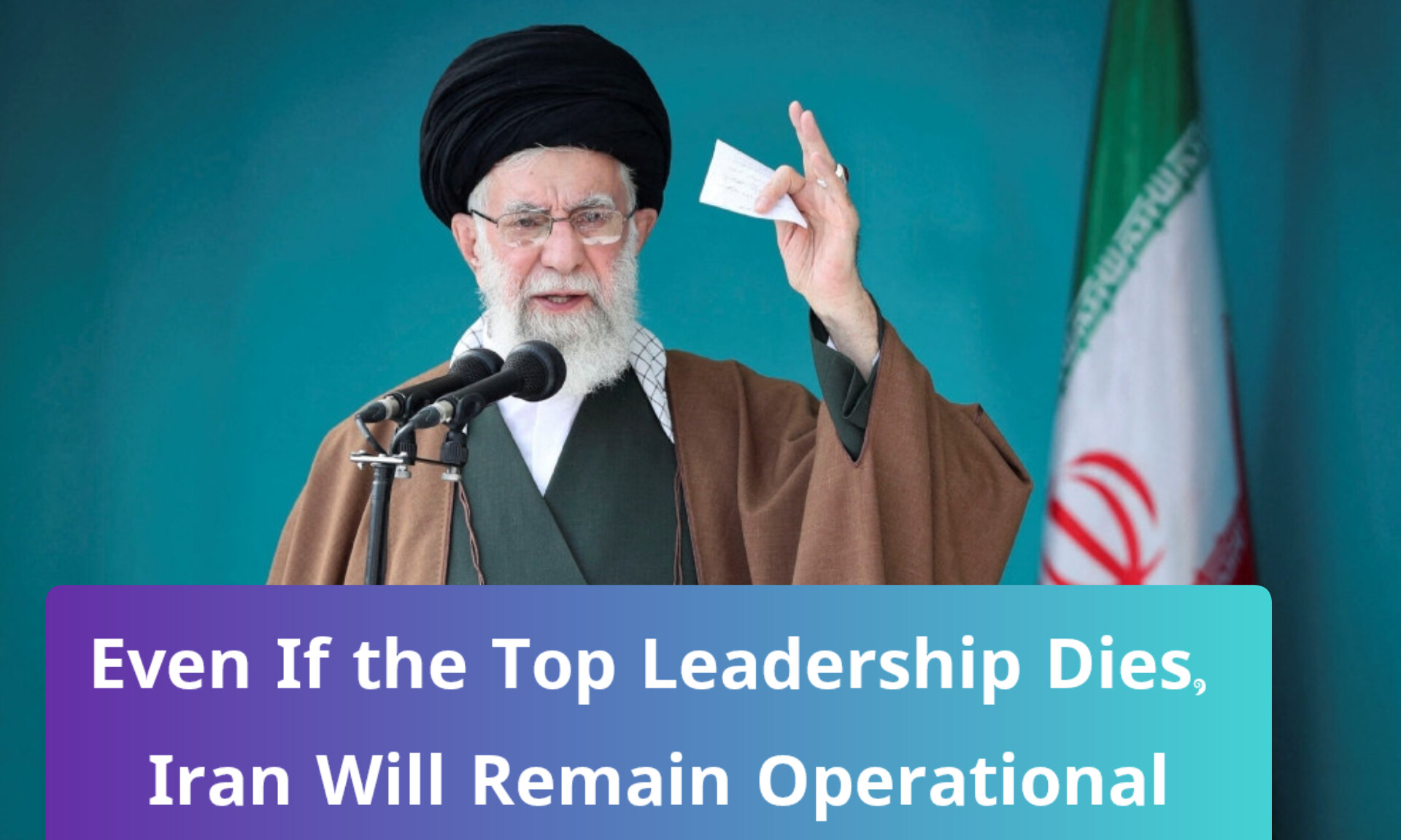 Ayatollah Ali Khamenei during a public address amid rising tensions between Iran and the United States.